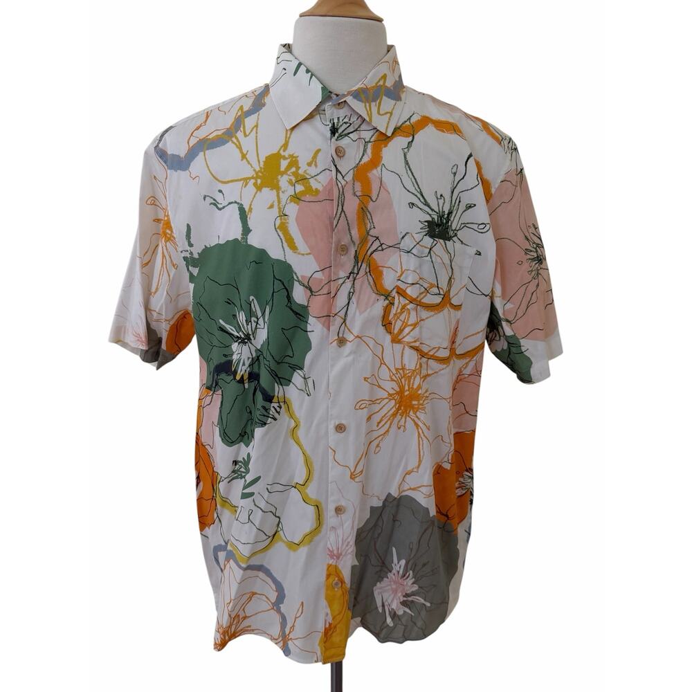 Ted Baker London Men Multicolor Floral Button Front Short Sleeve Shirt Size 7 - Picture 2 of 9